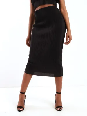 Ladies Bodre Midi Pencil Skirt - Black