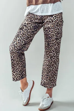 Leopard Cropped Cargo Pants