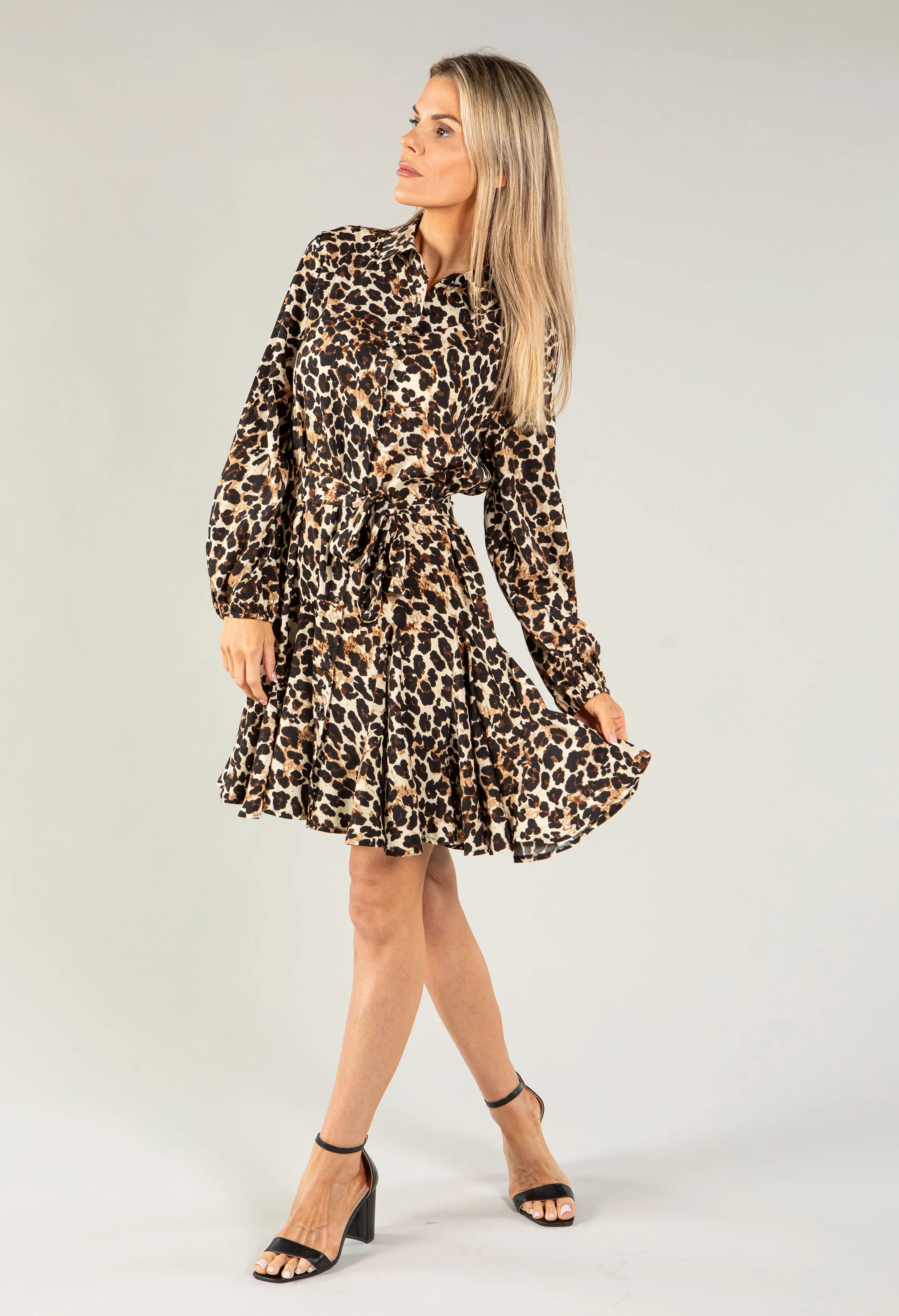 Leopard Print Shirt Dress