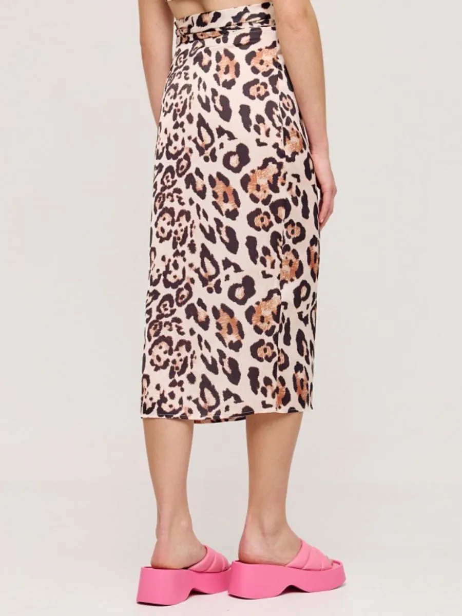 Leopard print wrap skirt