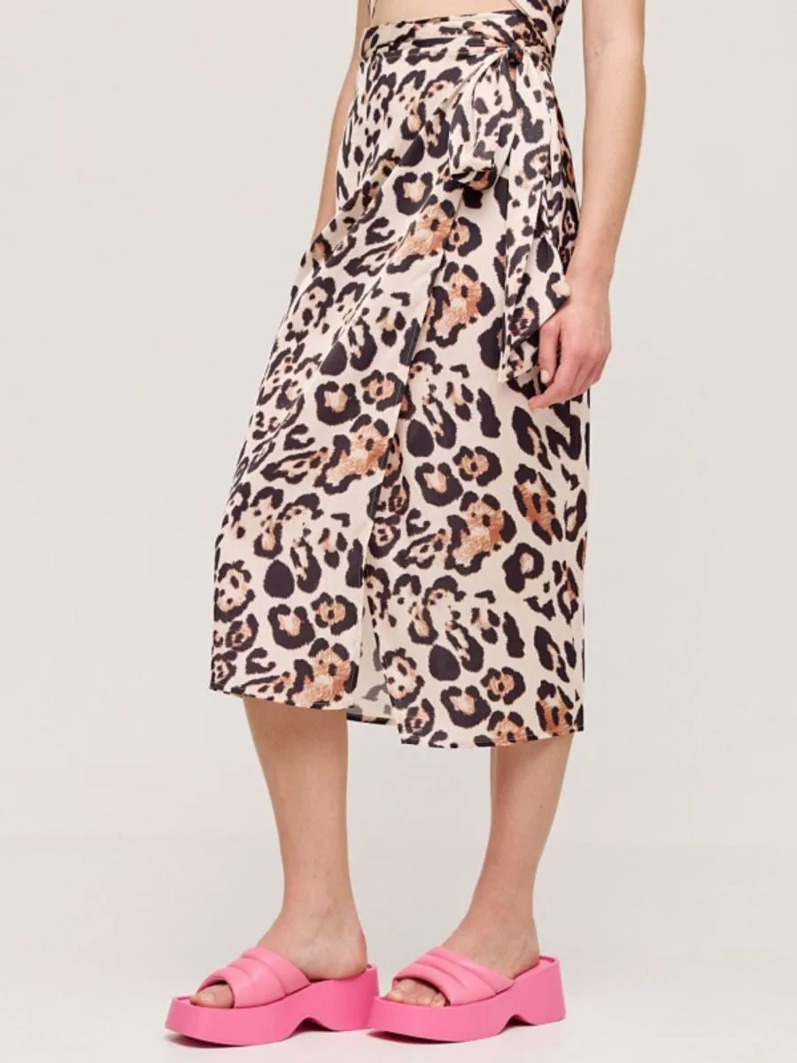 Leopard print wrap skirt