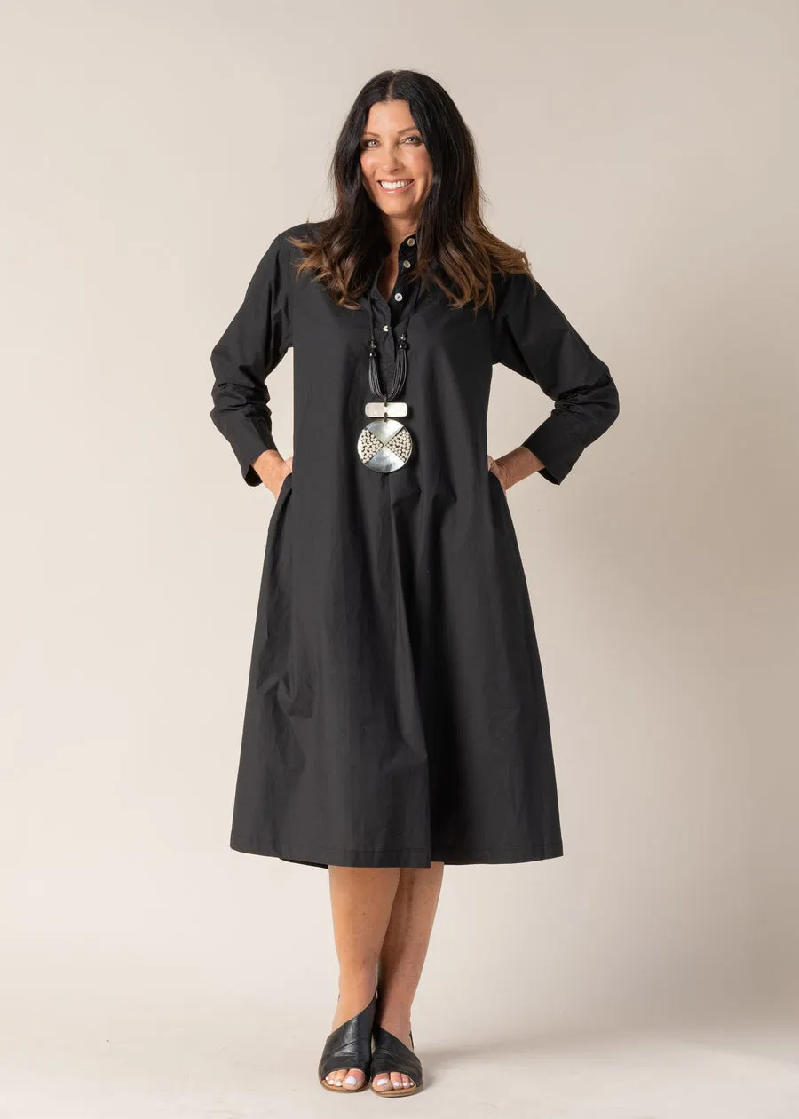 Lolita Cotton Dress In Black - Imagine Fashion