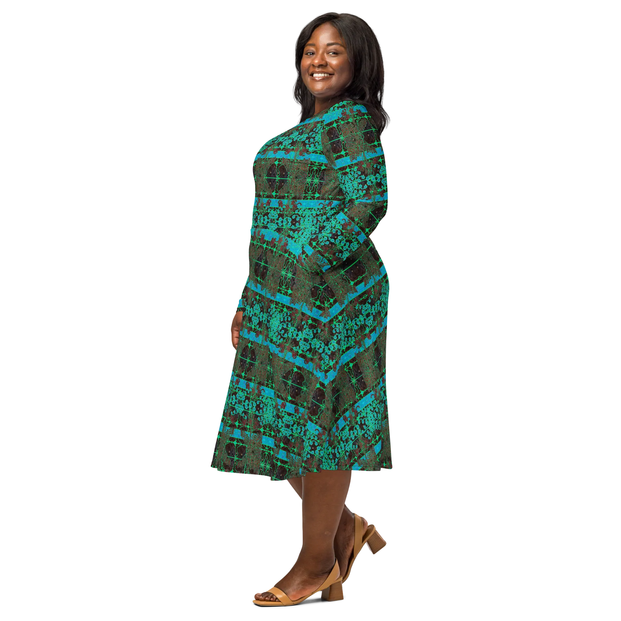 Long Sleeve Midi Dress (Her/Muliebris)(Tree Link WindSong Flower) RJSTH@Fabric#10 RJSTHS2022 RJS