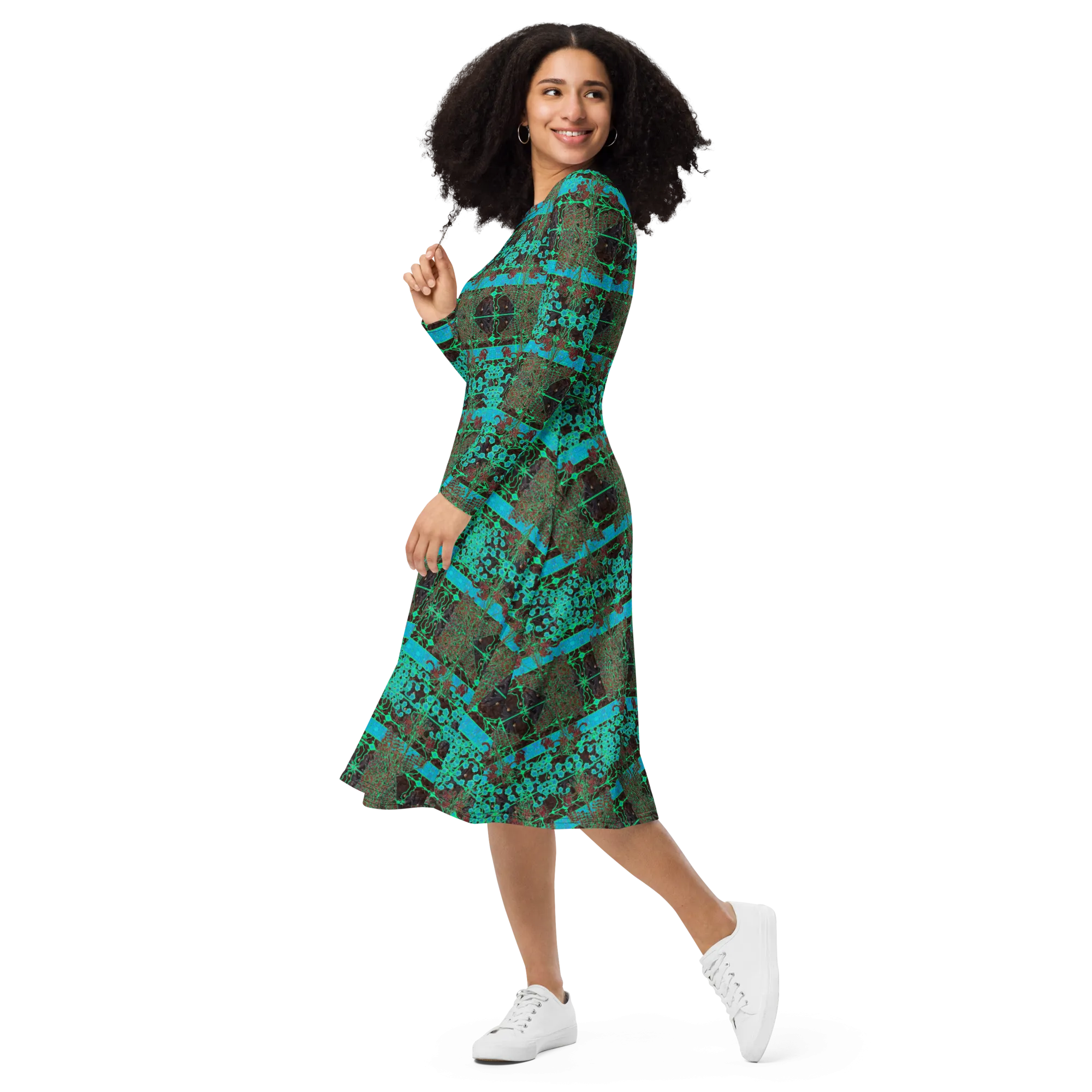 Long Sleeve Midi Dress (Her/Muliebris)(Tree Link WindSong Flower) RJSTH@Fabric#10 RJSTHS2022 RJS