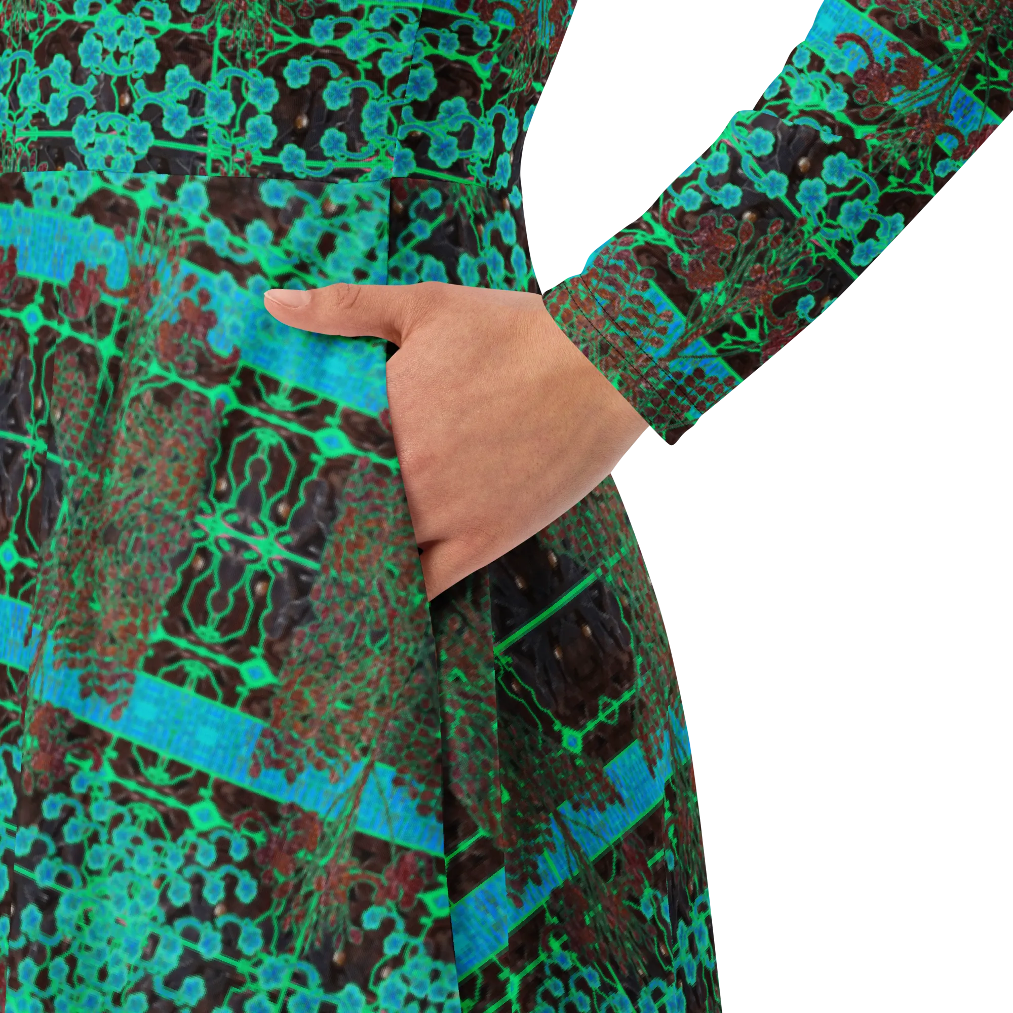 Long Sleeve Midi Dress (Her/Muliebris)(Tree Link WindSong Flower) RJSTH@Fabric#10 RJSTHS2022 RJS