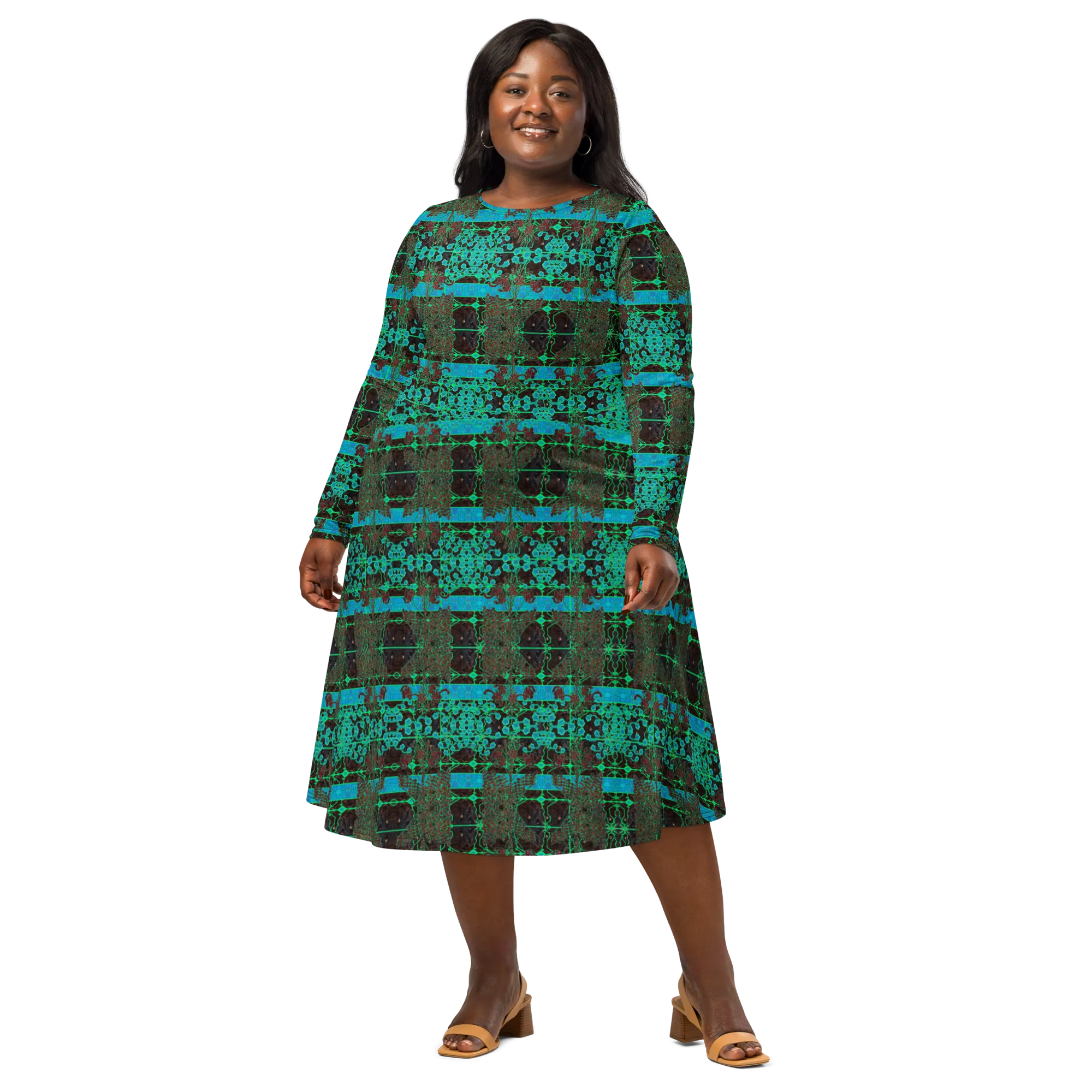 Long Sleeve Midi Dress (Her/Muliebris)(Tree Link WindSong Flower) RJSTH@Fabric#10 RJSTHS2022 RJS