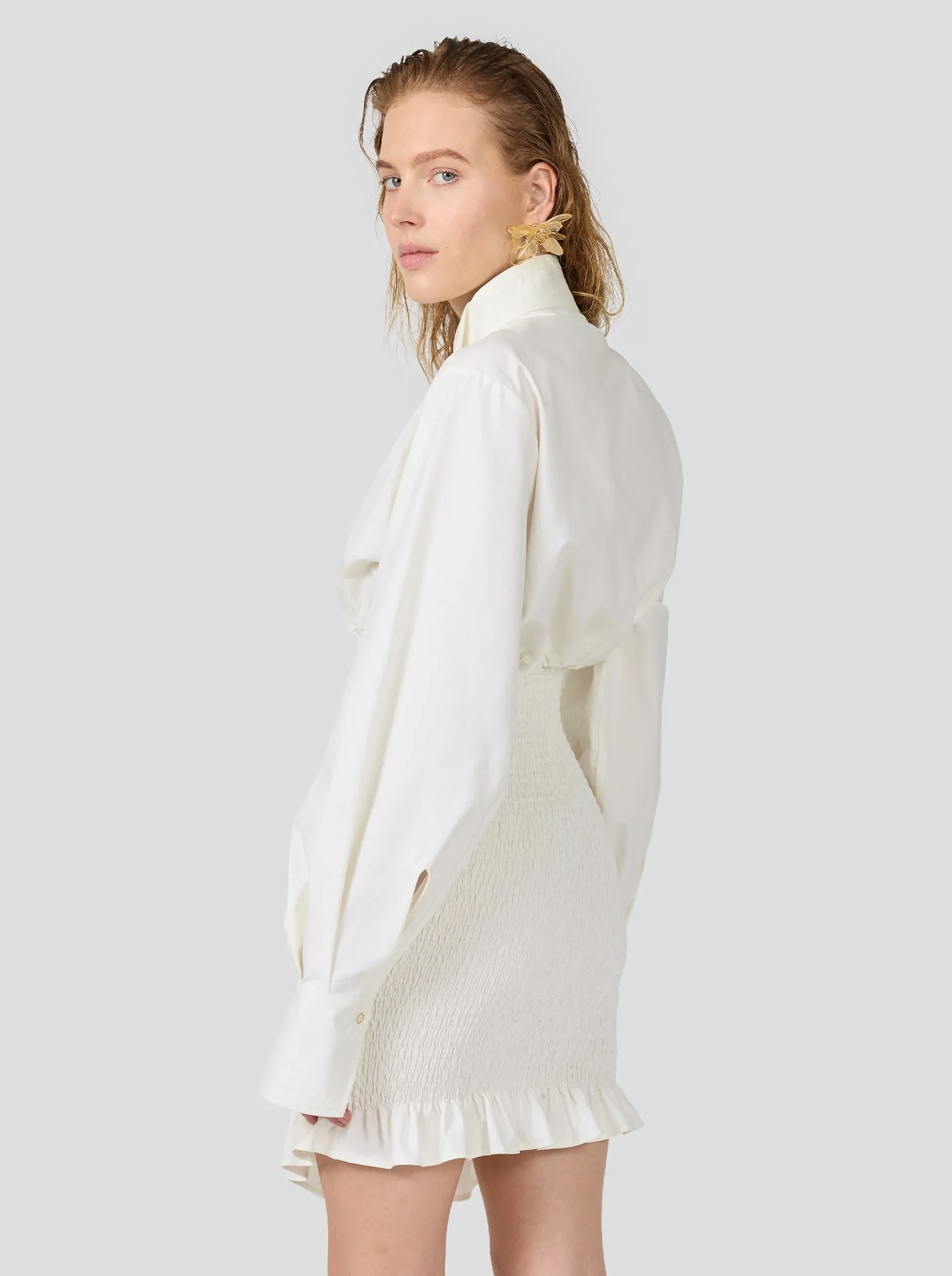 Madness Dress In White Popeline Cotton