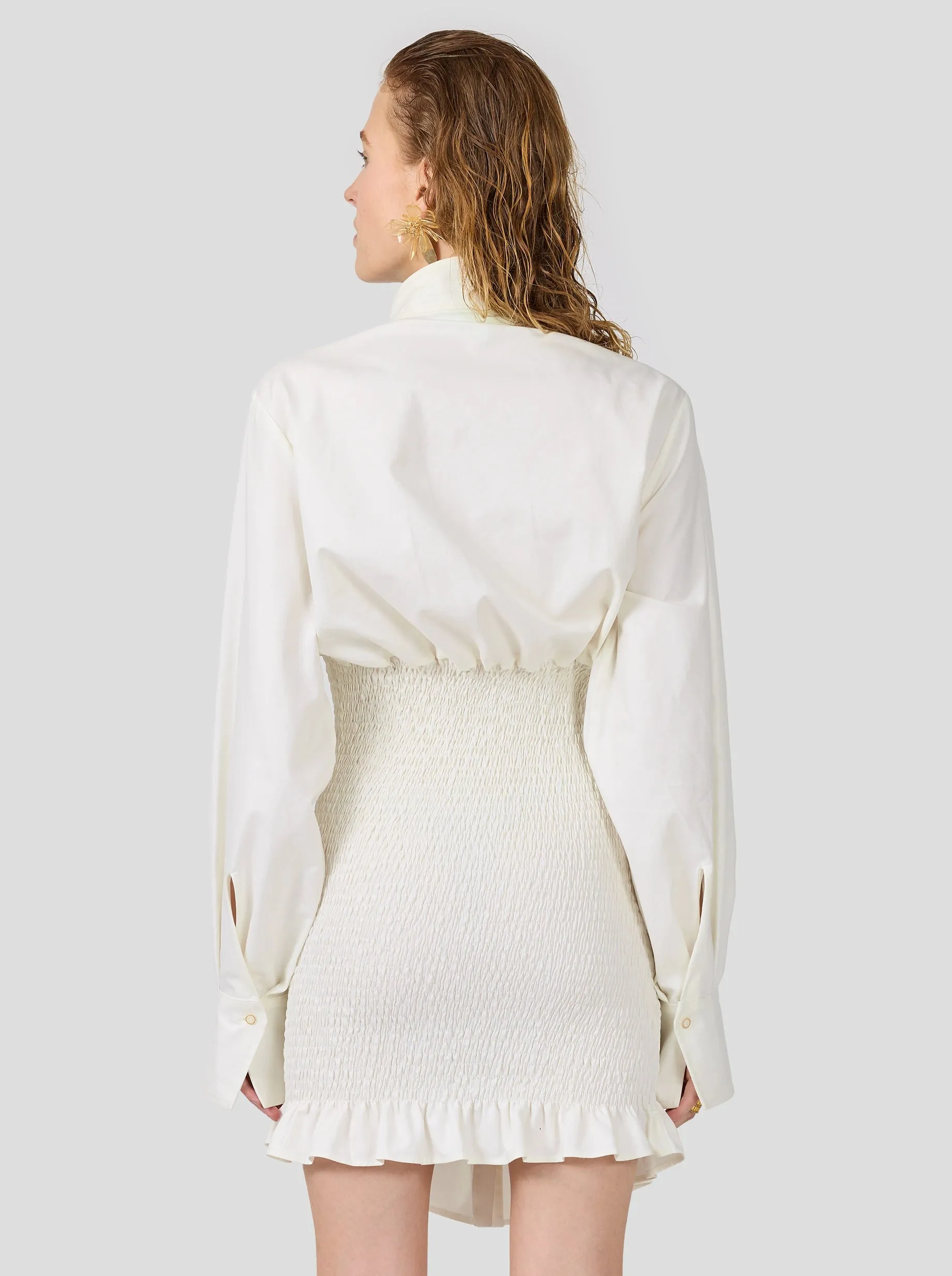 Madness Dress In White Popeline Cotton