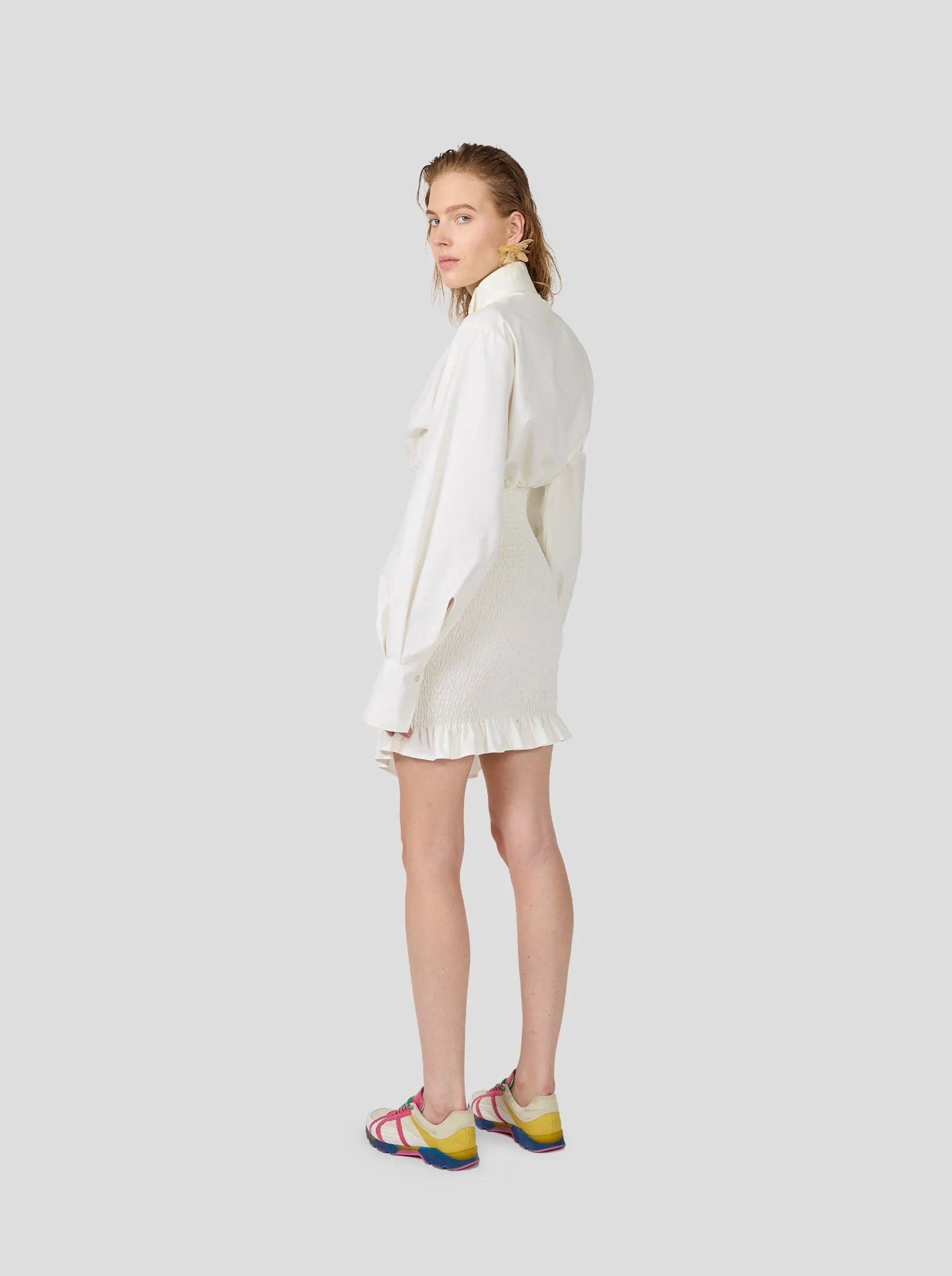 Madness Dress In White Popeline Cotton