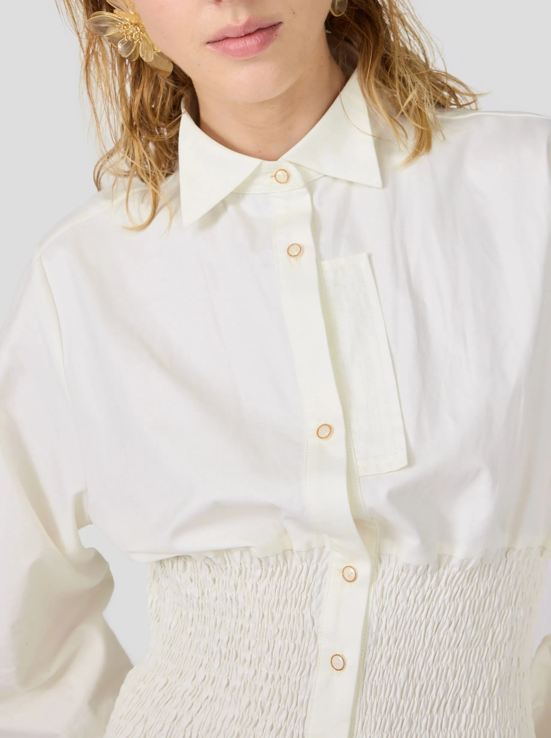 Madness Dress In White Popeline Cotton