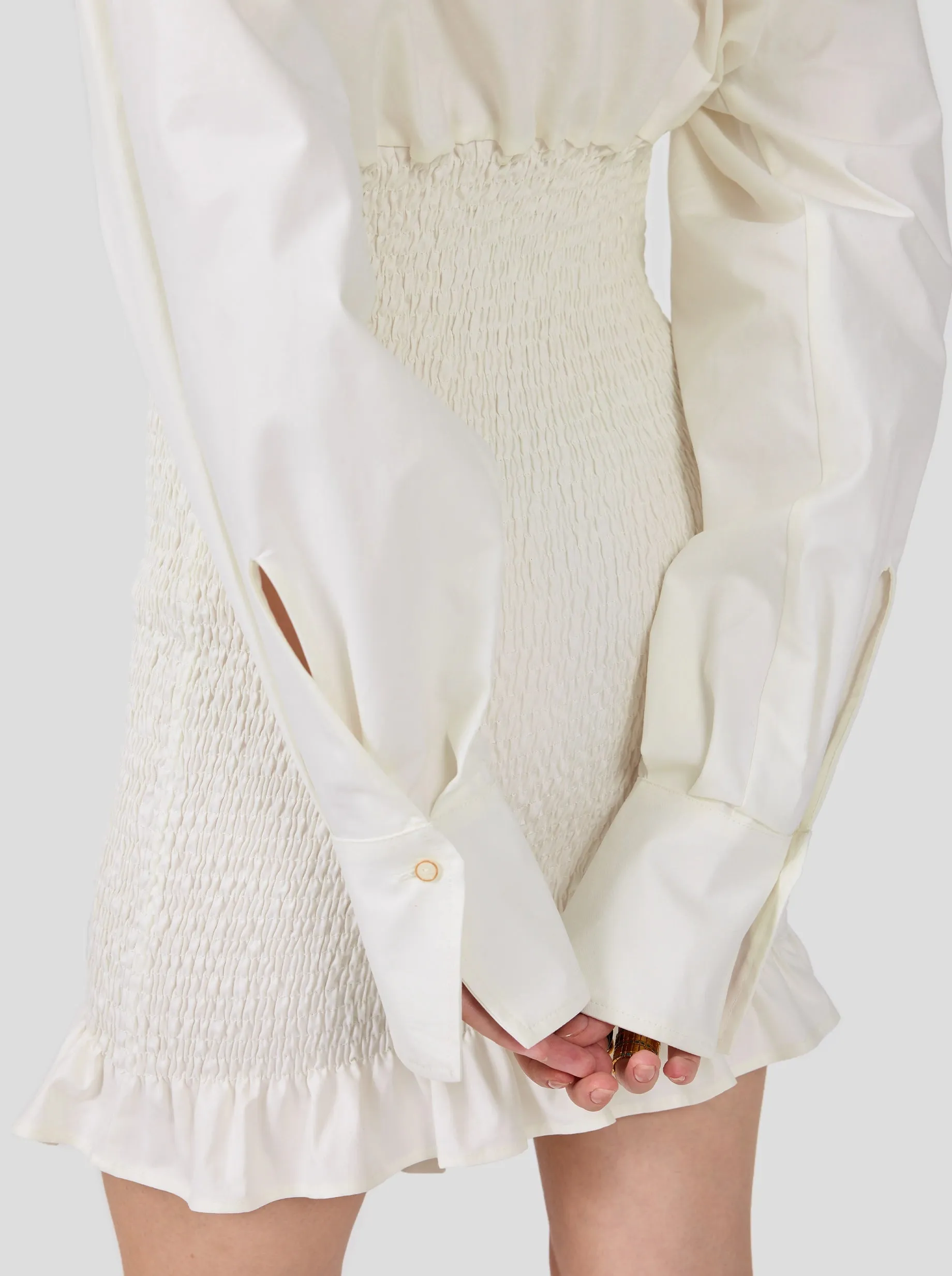 Madness Dress In White Popeline Cotton