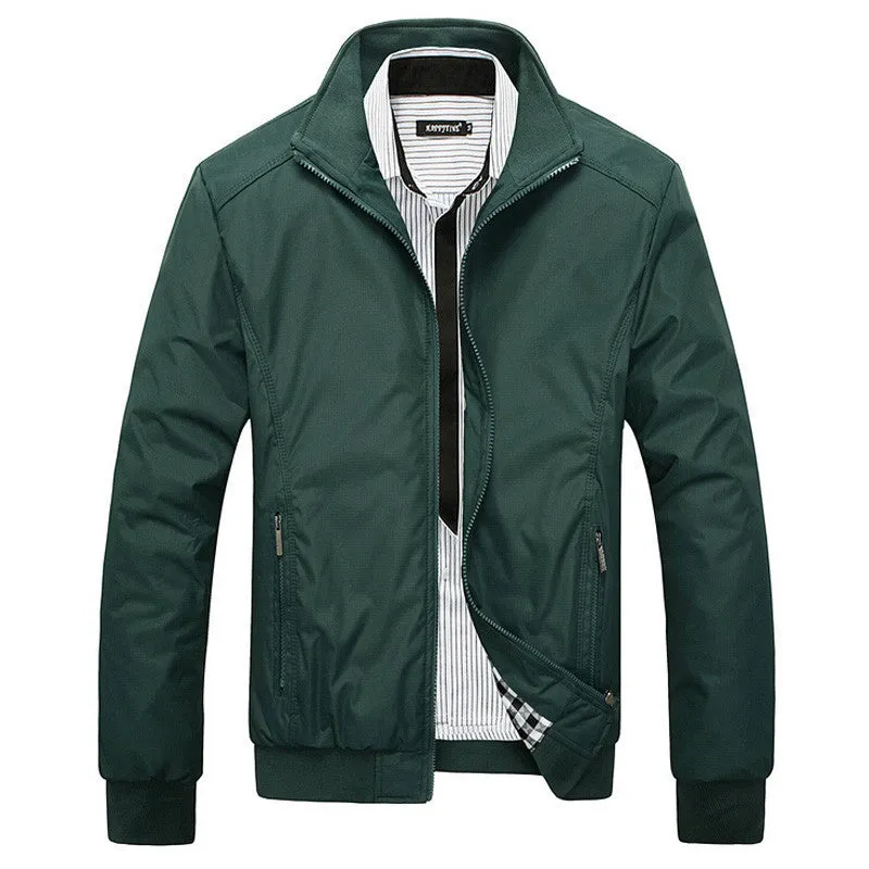 Men Jacket Male Casual Slim Fit Mandarin Collar Solid Jackets M-XXXL Brand Men's Fashion Overcoat Clothing