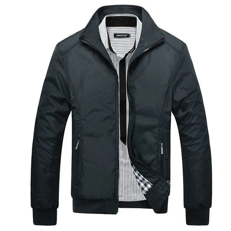 Men Jacket Male Casual Slim Fit Mandarin Collar Solid Jackets M-XXXL Brand Men's Fashion Overcoat Clothing
