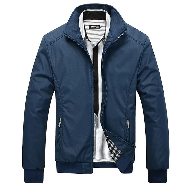 Men Jacket Male Casual Slim Fit Mandarin Collar Solid Jackets M-XXXL Brand Men's Fashion Overcoat Clothing