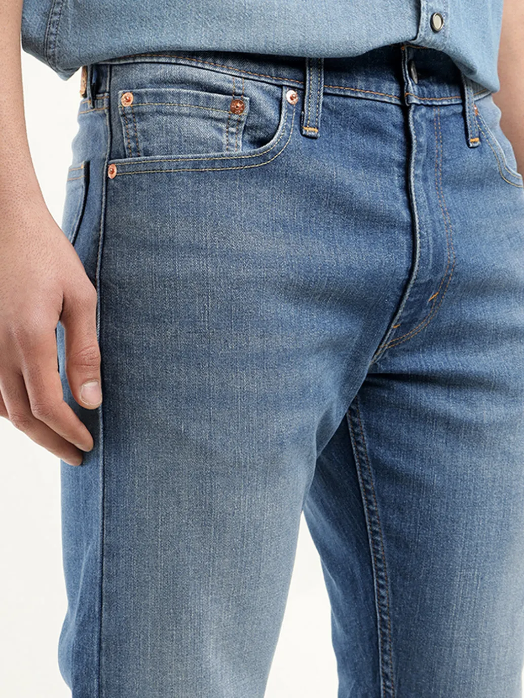 Men's 513 Blue Slim Fit Mid Rise Jeans