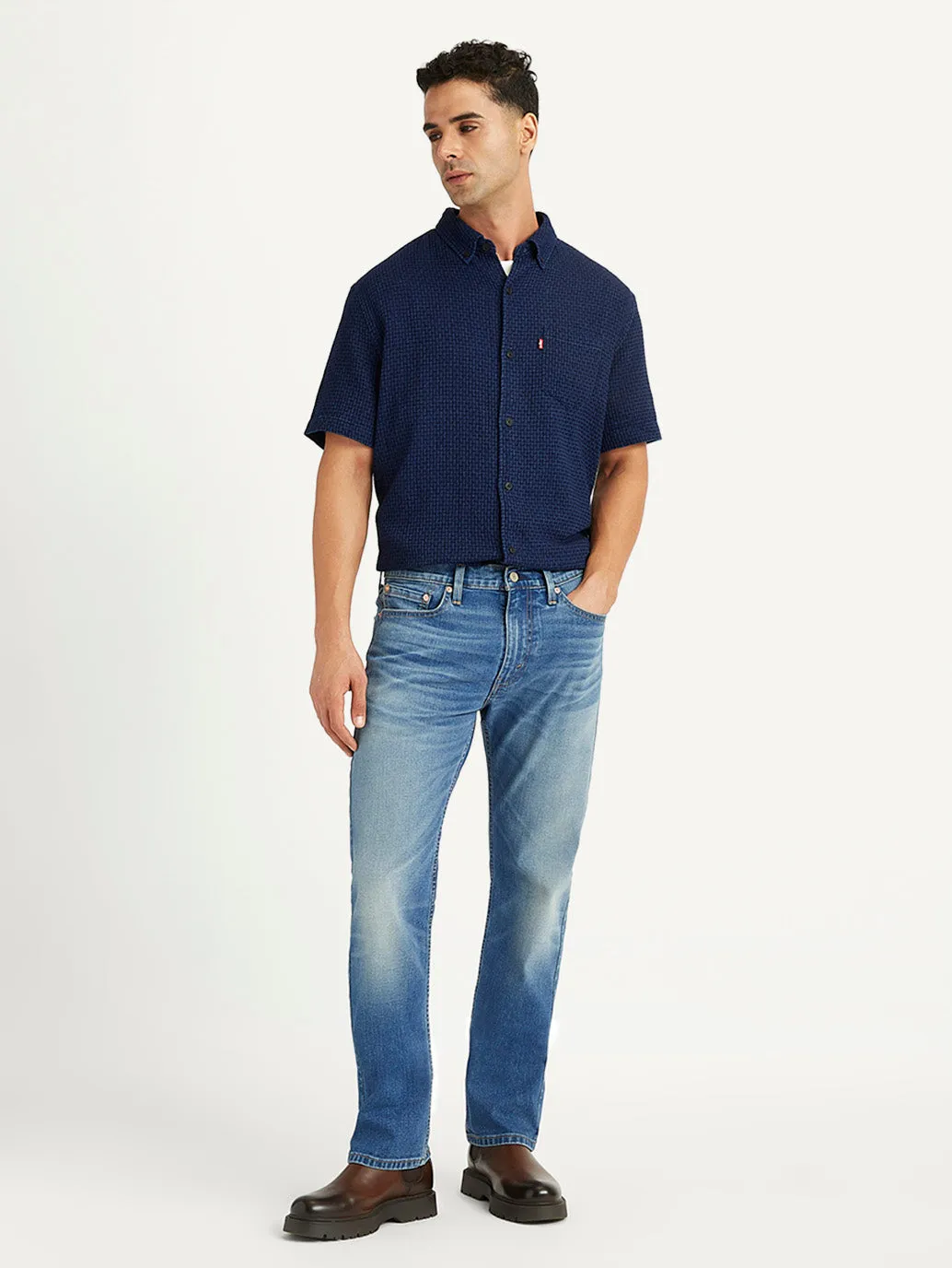 Men's 513 Blue Slim Straight Fit Mid Rise Jeans