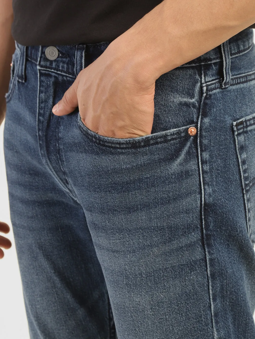 Men's 513 Blue Slim Straight Fit Mid Rise Jeans