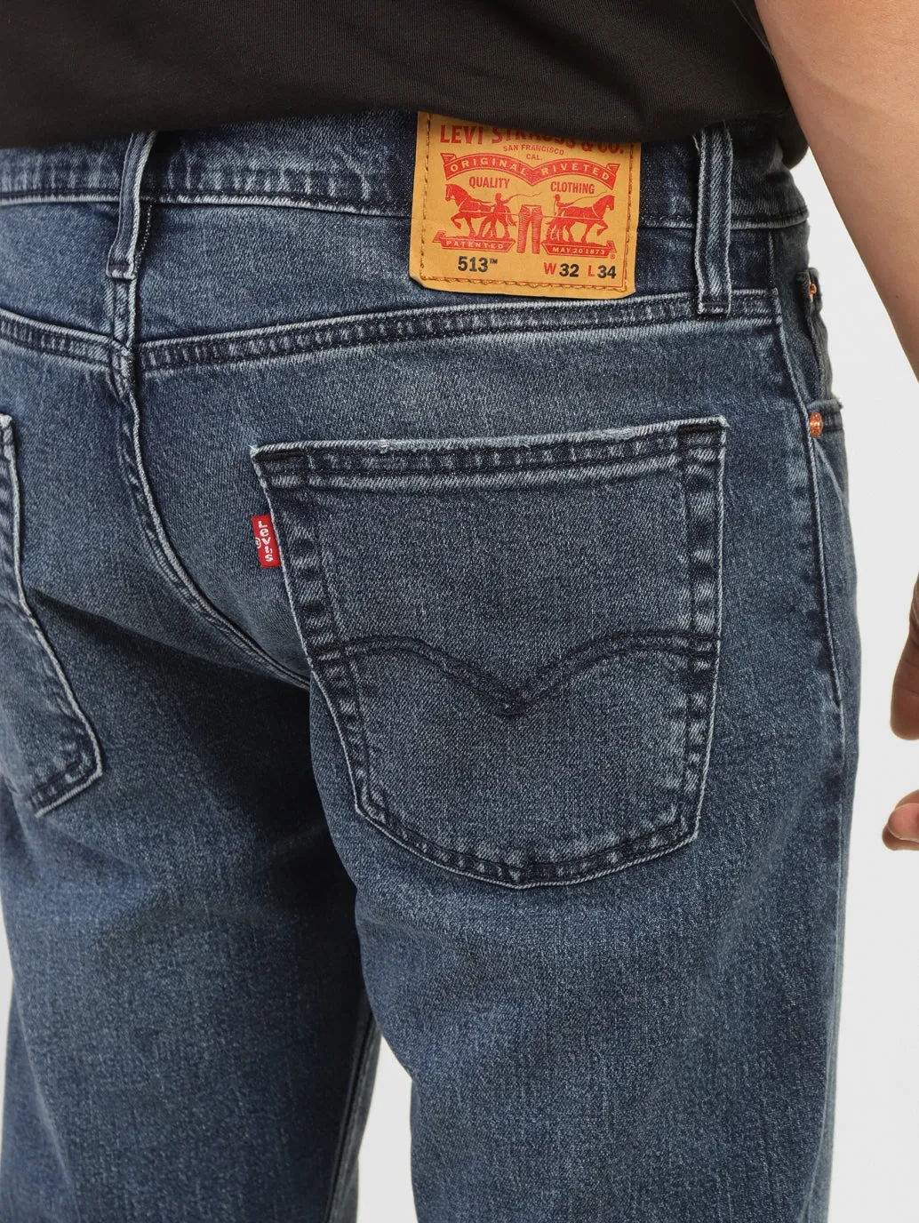 Men's 513 Blue Slim Straight Fit Mid Rise Jeans