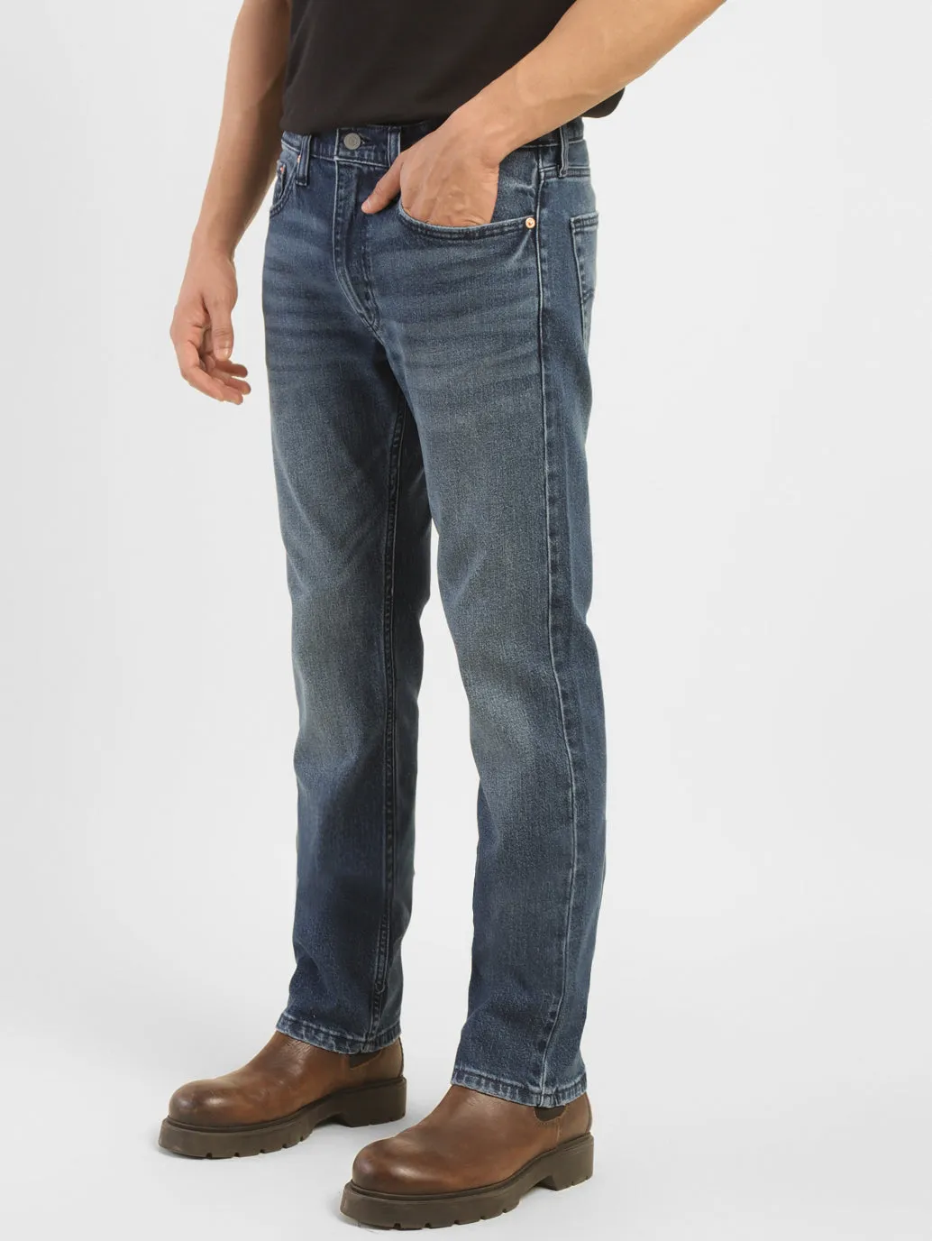 Men's 513 Blue Slim Straight Fit Mid Rise Jeans