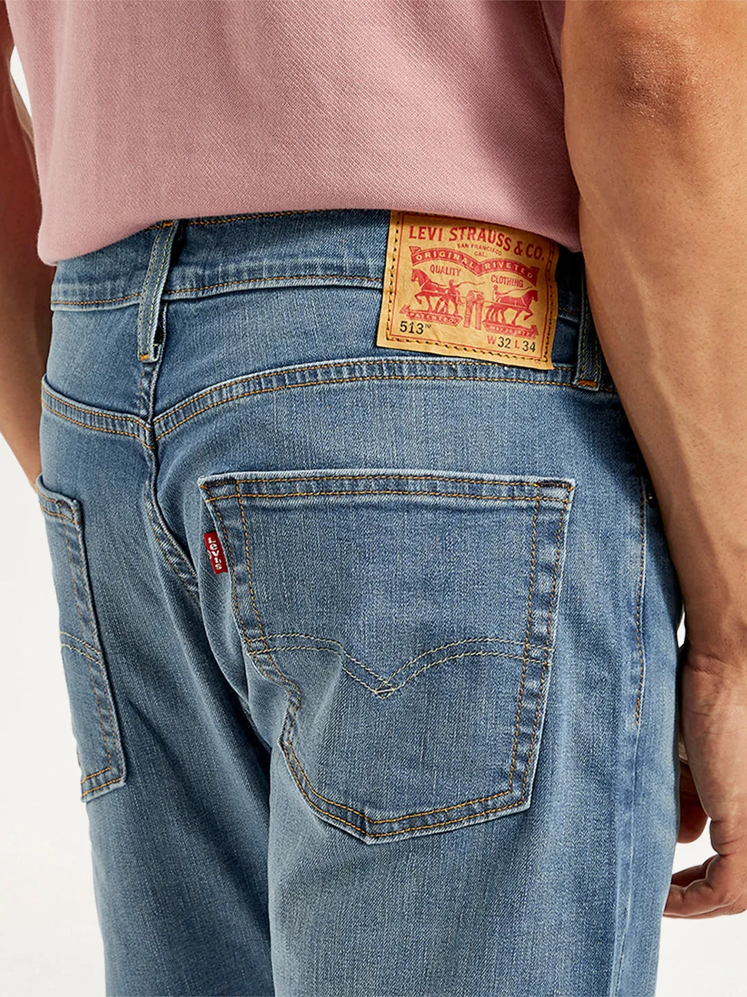 Men's 513 Blue Slim Straight Fit Mid Rise Jeans