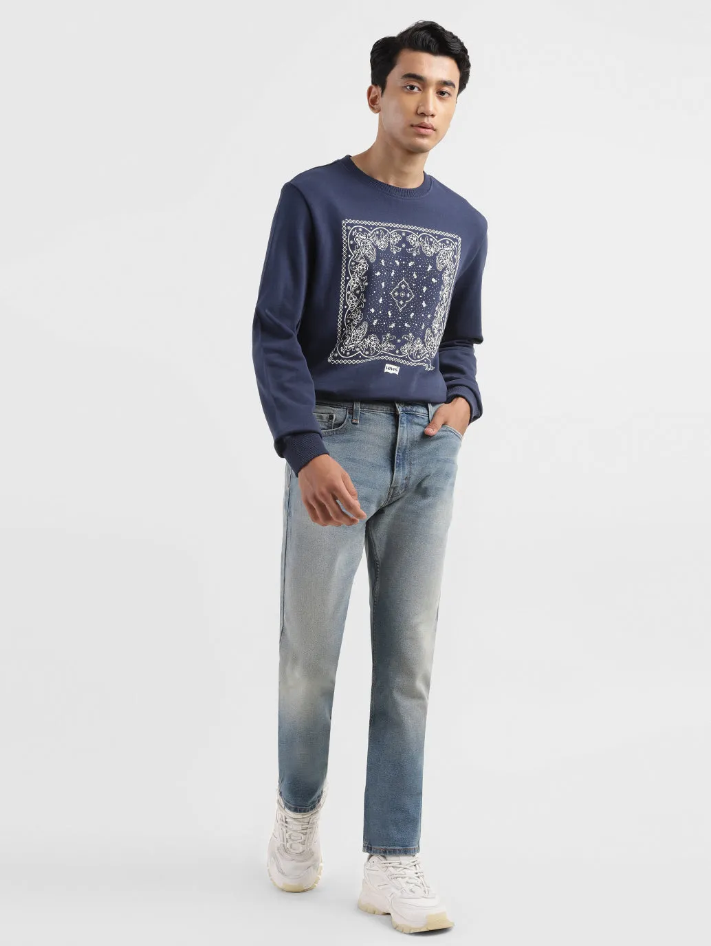 Men's 513 Blue Slim Straight Fit Mid Rise Jeans
