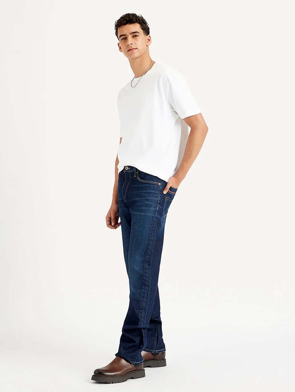 Men's 513 Navy Blue Slim Fit Mid Rise Jeans