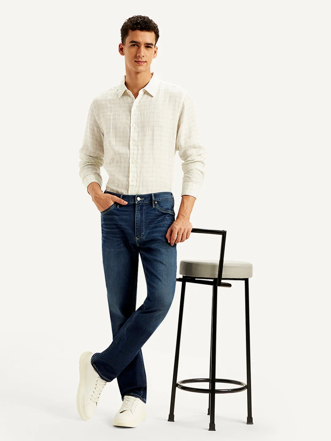 Men's 513 Navy Blue Slim Fit Mid Rise Jeans