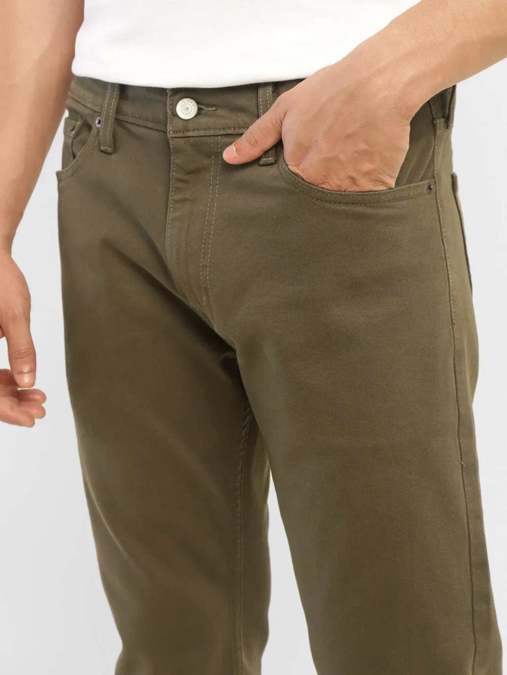 Men's 513 Olive Green Slim Straight Fit Mid Rise Jeans