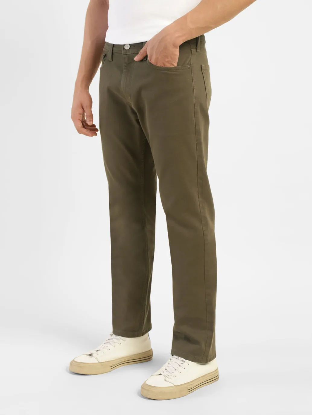 Men's 513 Olive Green Slim Straight Fit Mid Rise Jeans
