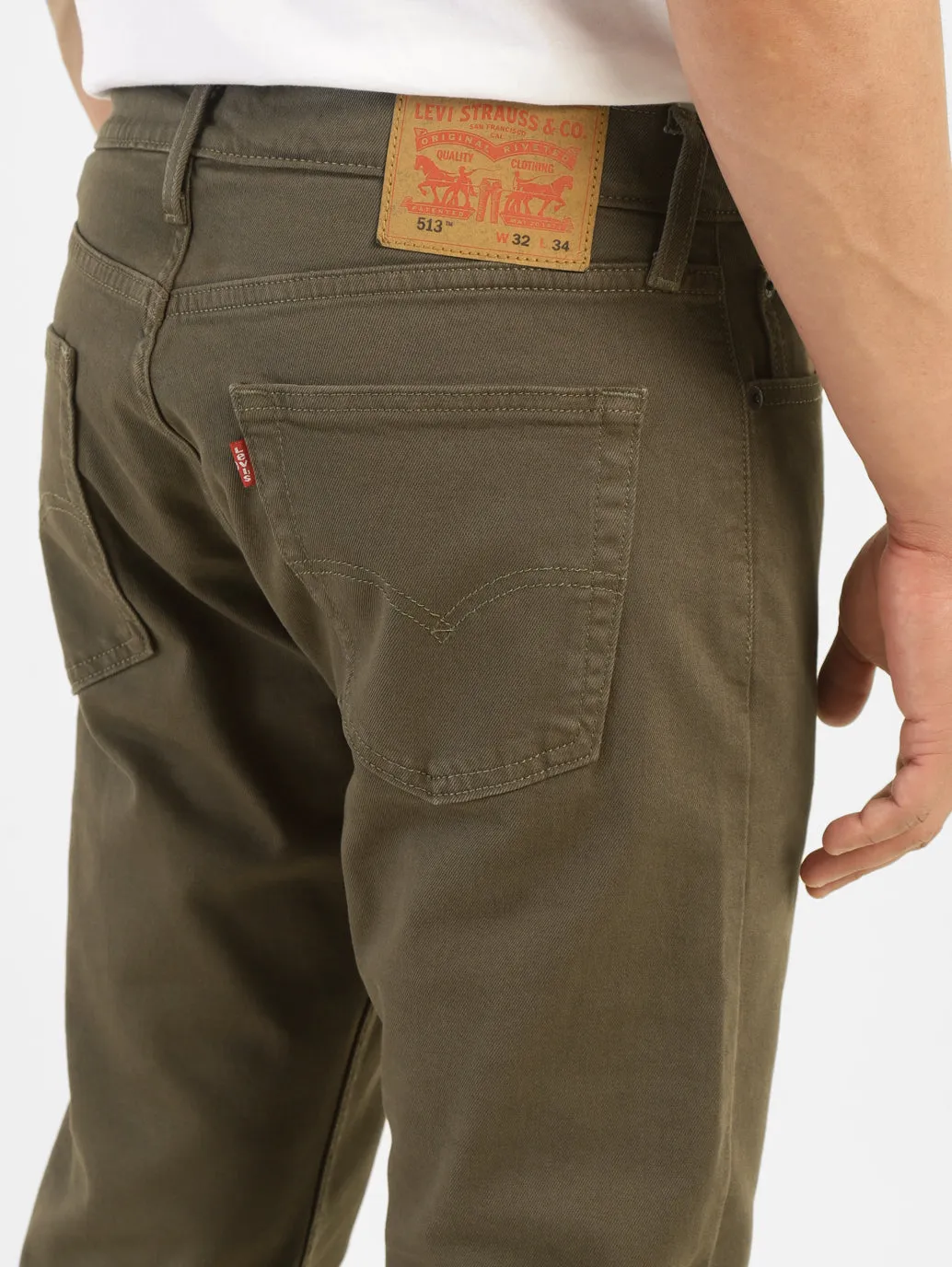 Men's 513 Olive Green Slim Straight Fit Mid Rise Jeans