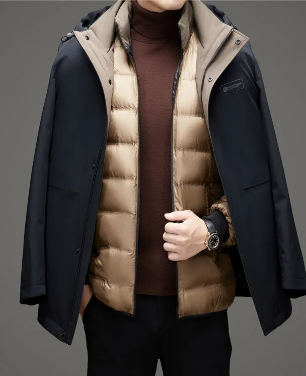Men's Fitted Full-zip Puffer Jacket with Easy-to-clean Material