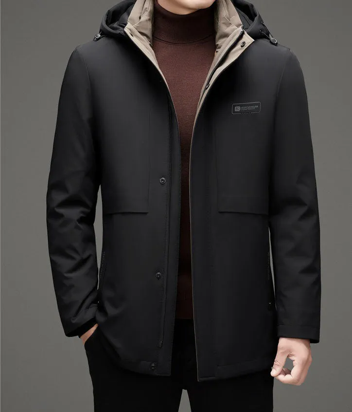 Men's Fitted Full-zip Puffer Jacket with Easy-to-clean Material