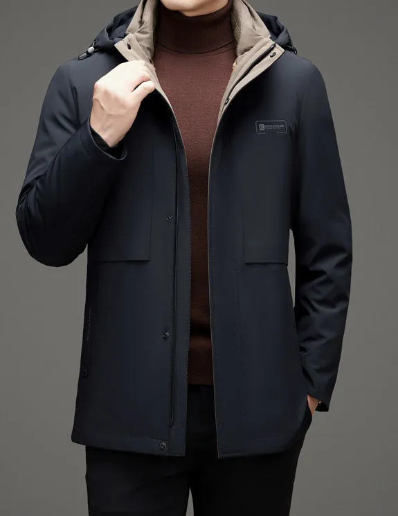 Men's Fitted Full-zip Puffer Jacket with Easy-to-clean Material