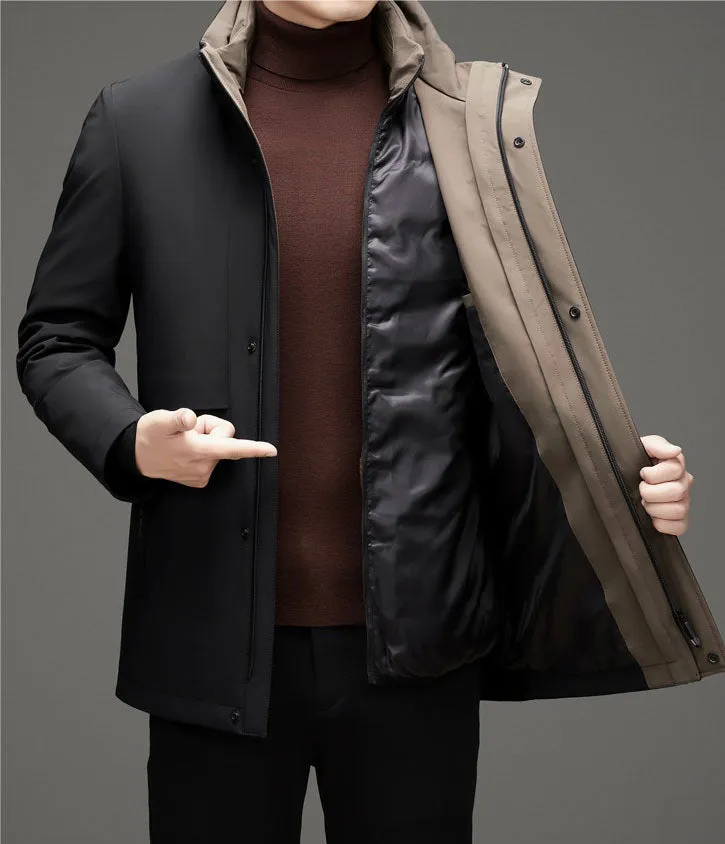 Men's Fitted Full-zip Puffer Jacket with Easy-to-clean Material