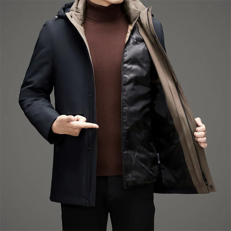 Men's Fitted Full-zip Puffer Jacket with Easy-to-clean Material