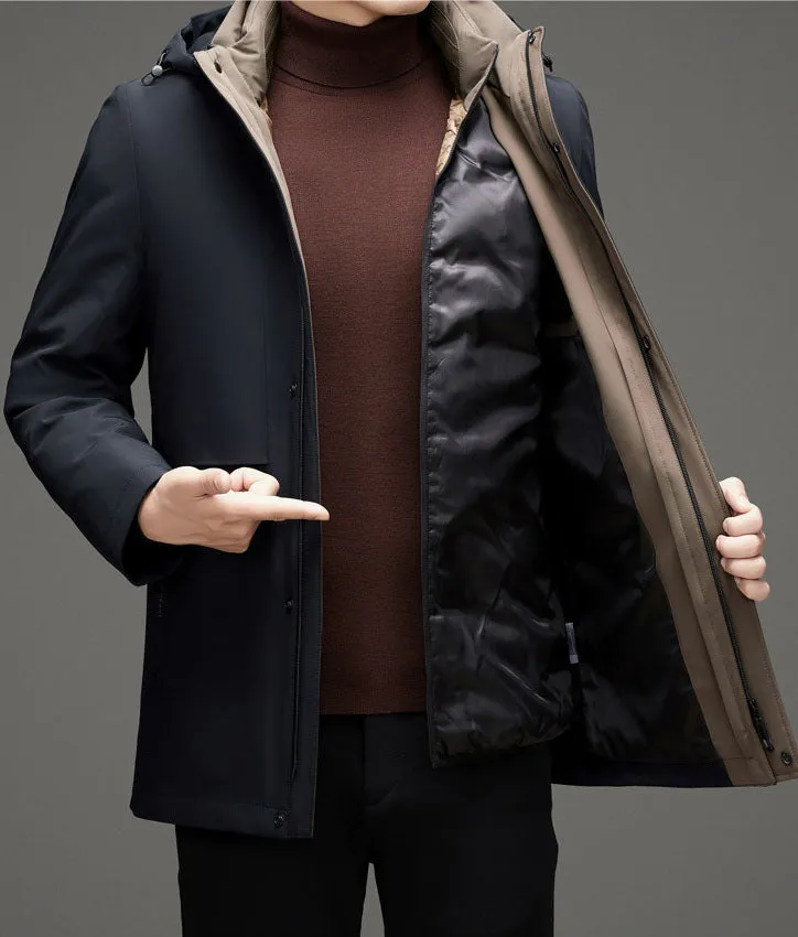 Men's Fitted Full-zip Puffer Jacket with Easy-to-clean Material
