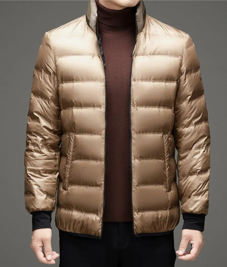 Men's Fitted Full-zip Puffer Jacket with Easy-to-clean Material