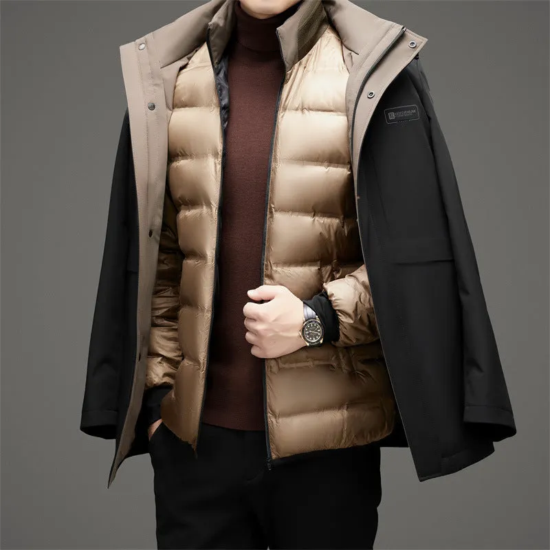 Men's Fitted Full-zip Puffer Jacket with Easy-to-clean Material