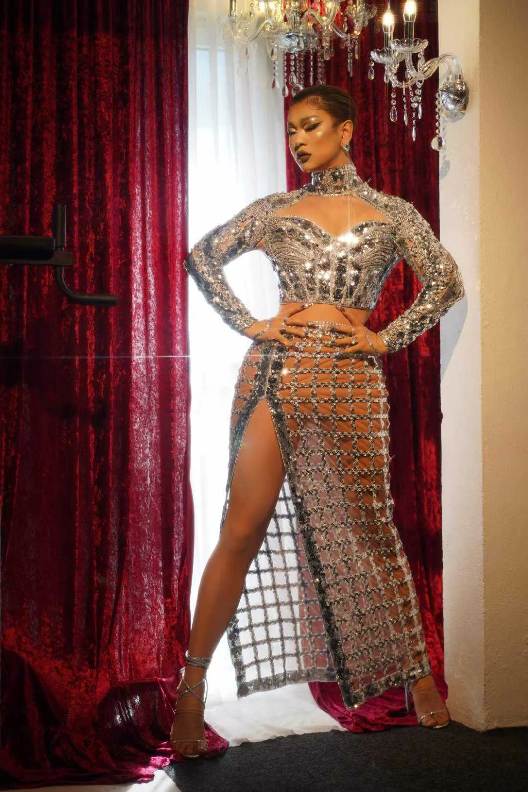Mesh Sexy Thigh Split Dress