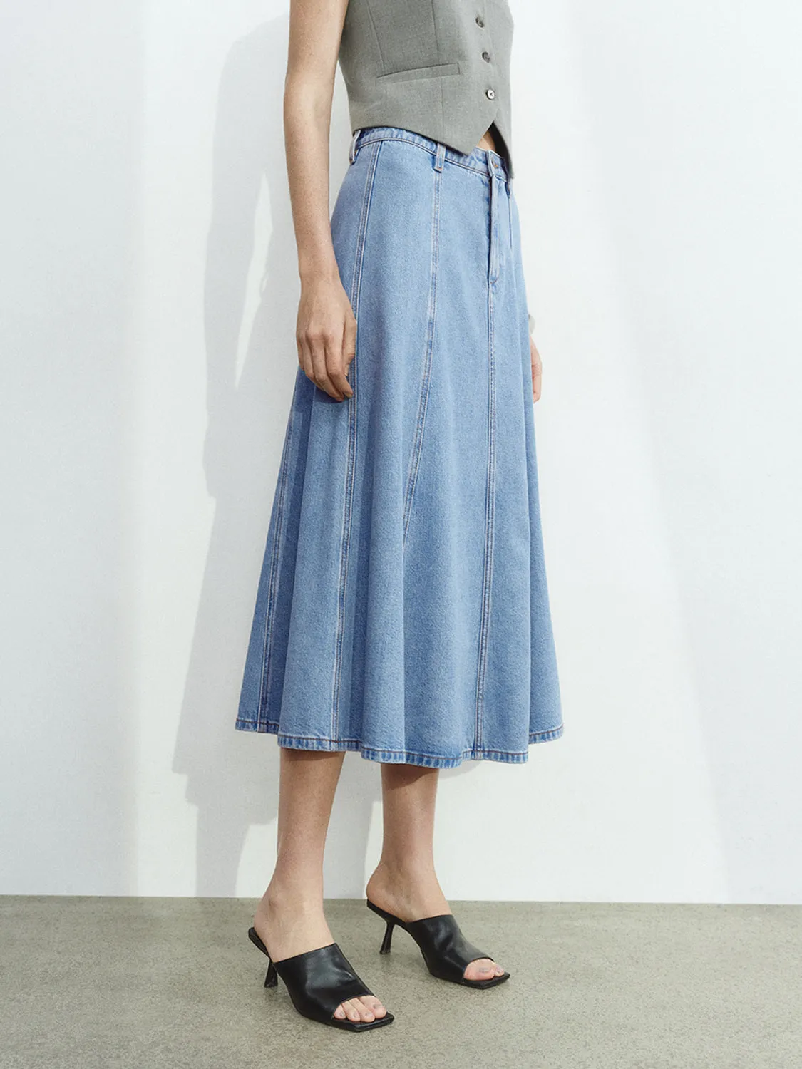 Midi Denim Skirts