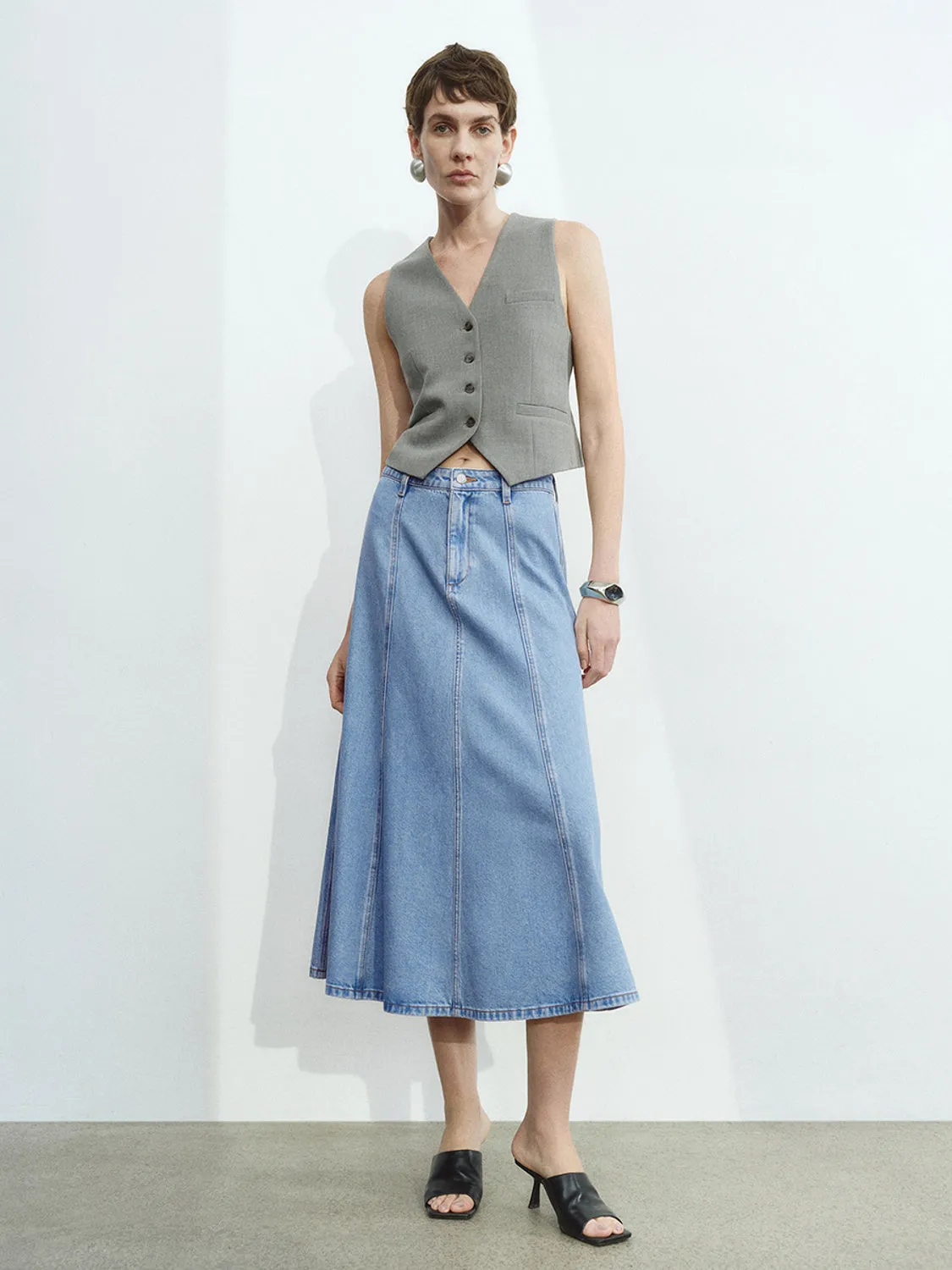 Midi Denim Skirts