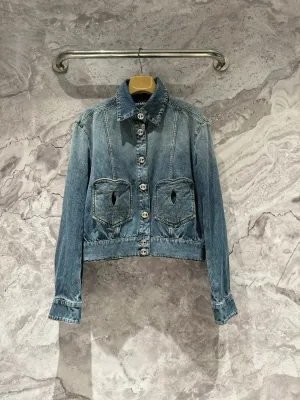 New logo embroidered pocket denim jacket