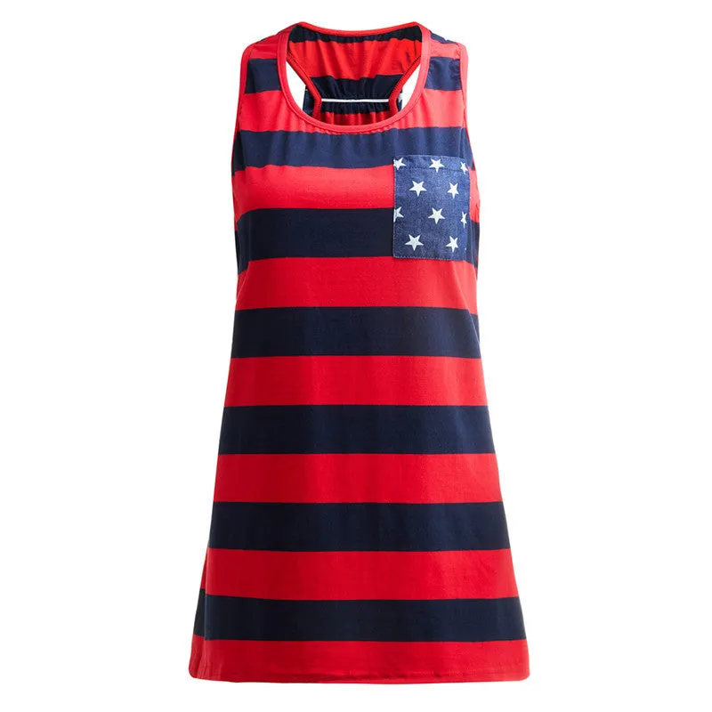 NEW Sexy Summer Style Sleeveless Tops American USA Flag Print Stripes Tank Top for Women Blouse Vest Shirt #10