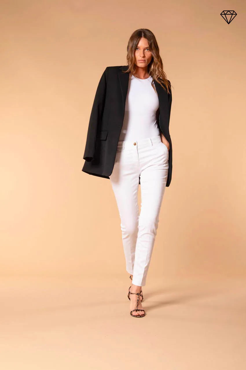 New York Slim women's chino trousers in stretch satin slim fit ①