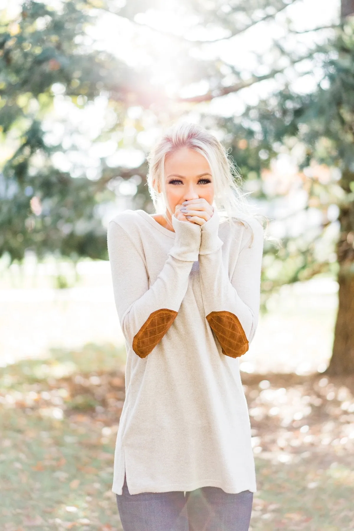 Oatmeal Button Down Tunic Top