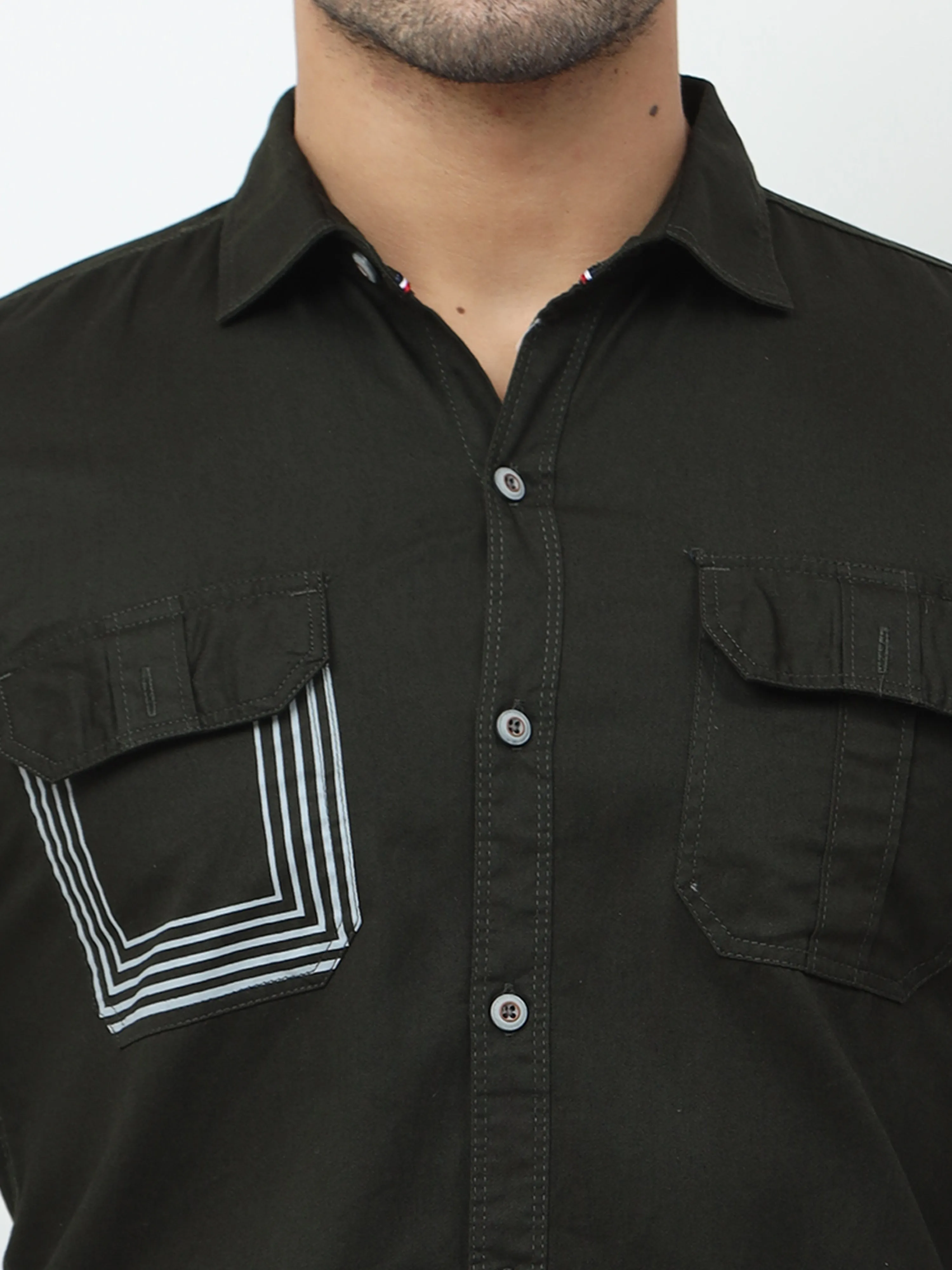 Onfire Cargo Olive Green Shirt - A2243A