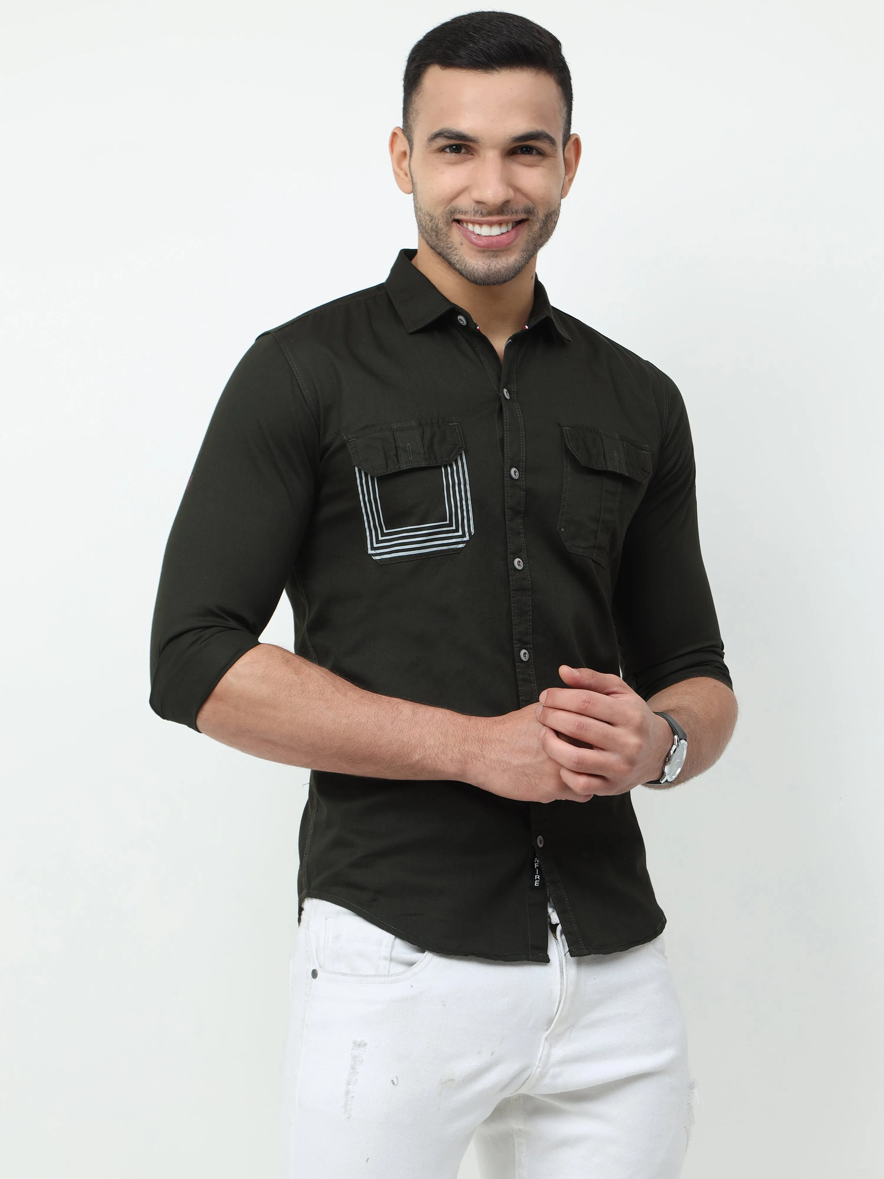 Onfire Cargo Olive Green Shirt - A2243A