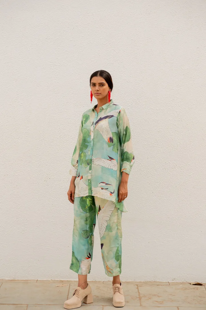 Oriental Cranes and Frogs Shirt Co-Ord