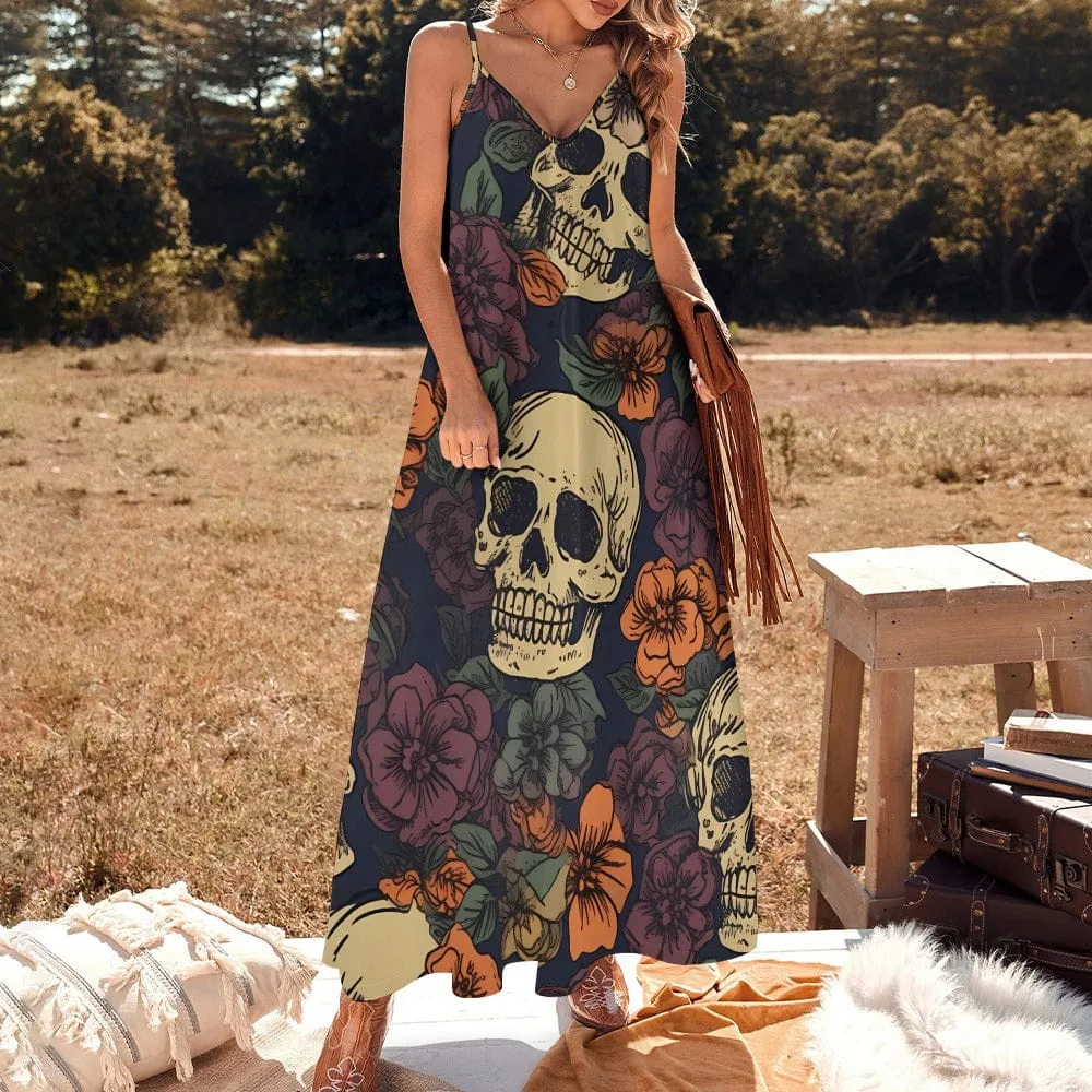 Our Women's skulls & Brown Floral Sling Ankle Long Dress Is The Perfect Combination of Style & Comfort