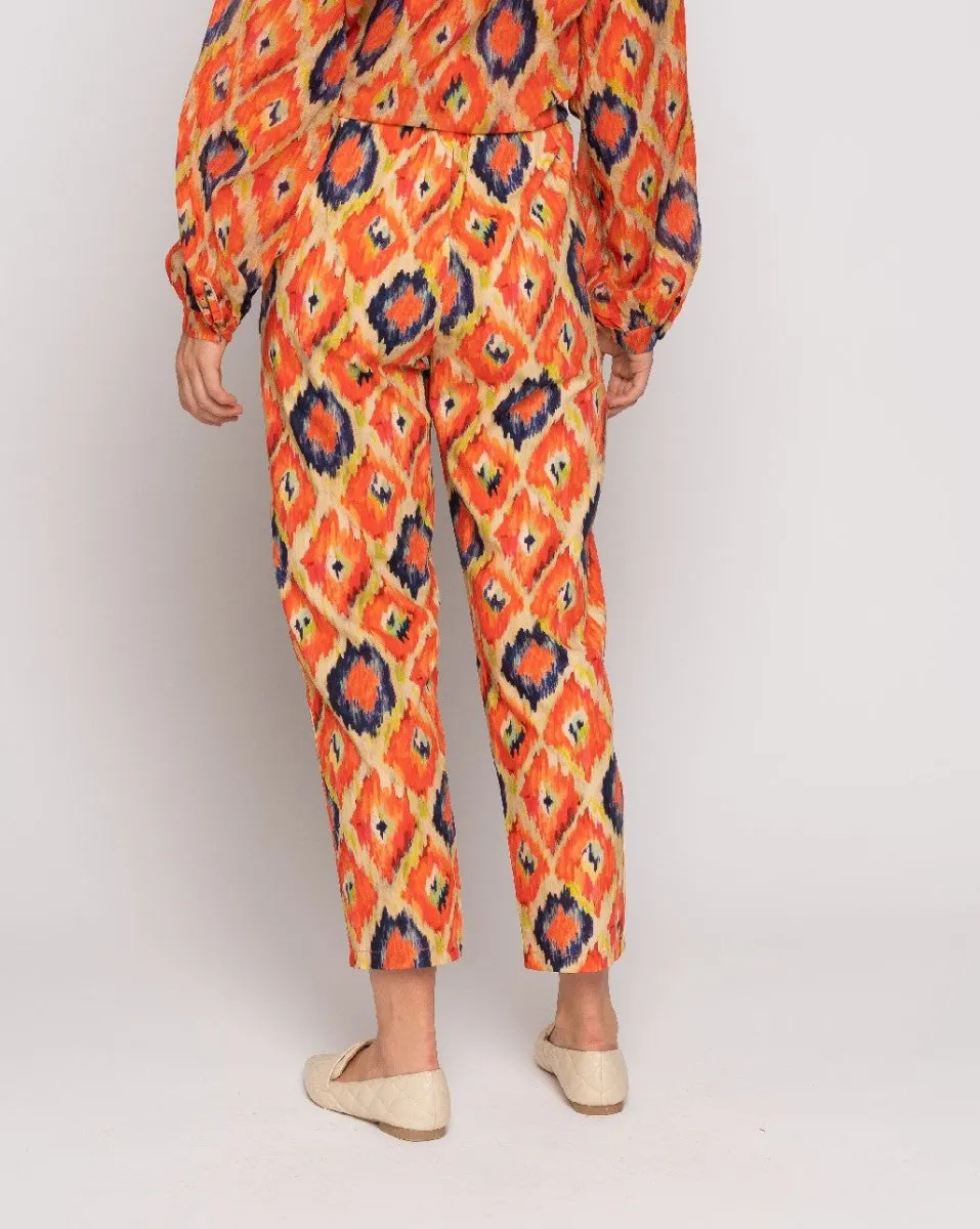 Painterly Diamond Drawstring Elastic Trouser